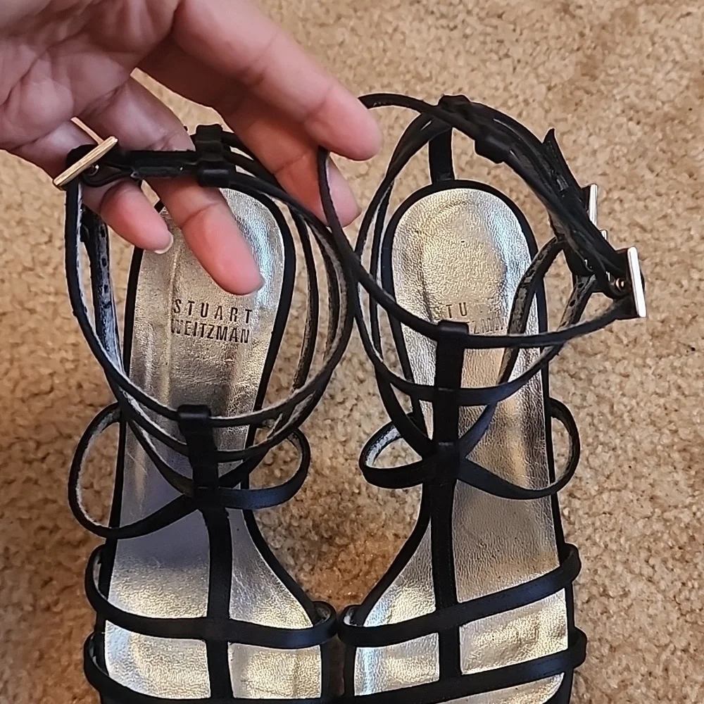Stuart Weitzman Satin Crystal Embellishments Heels